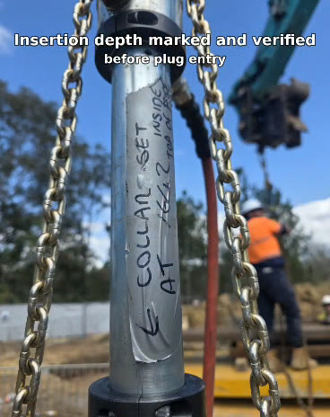 Line stop insertion depth marked and verified before the plug goes into the live main